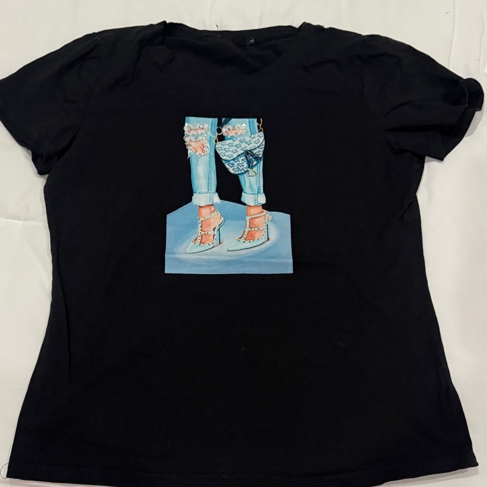 Black T-Shirt with Graphic Print